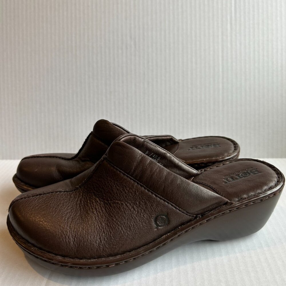 Born Women's Leather Slip On Clogs Brown Size 9